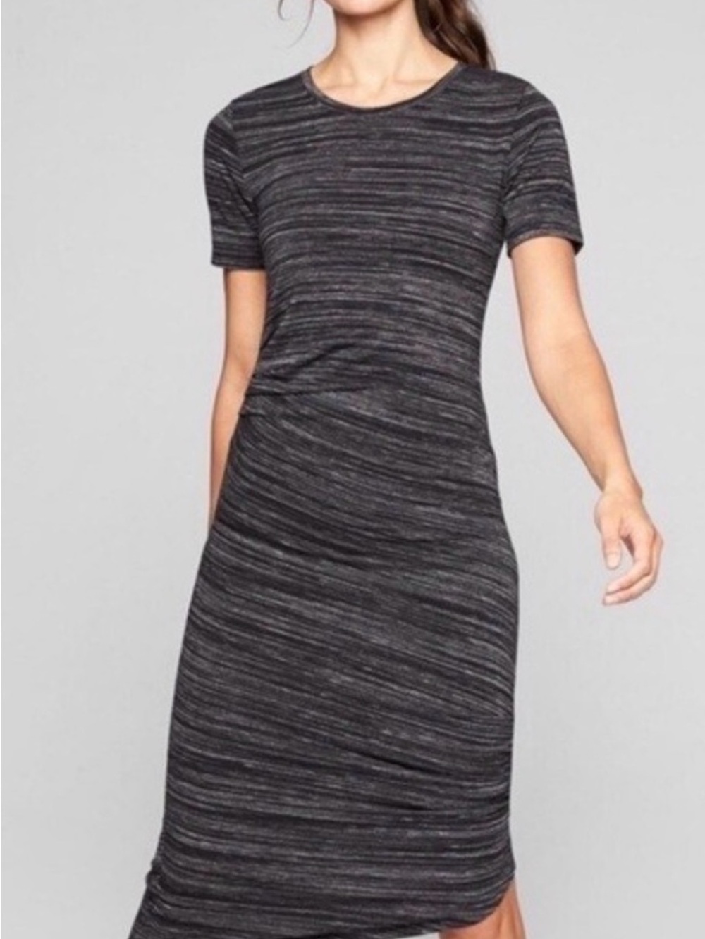 Athleta Heathered Charcoal Short Sleeve Midi Dress